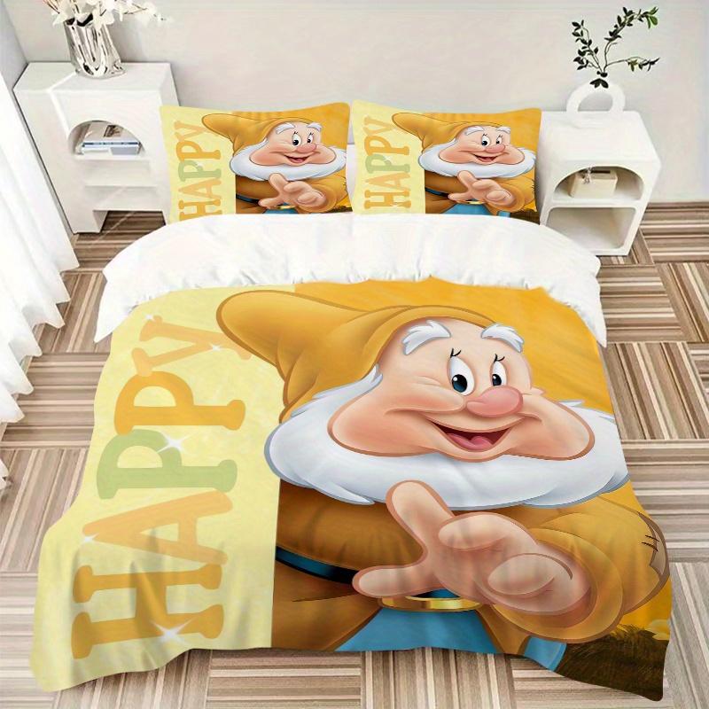 3pcs Happy Dwarfs Print Bedding Set (1 Cover + 2 Pillowcases, Without Inserts) D041