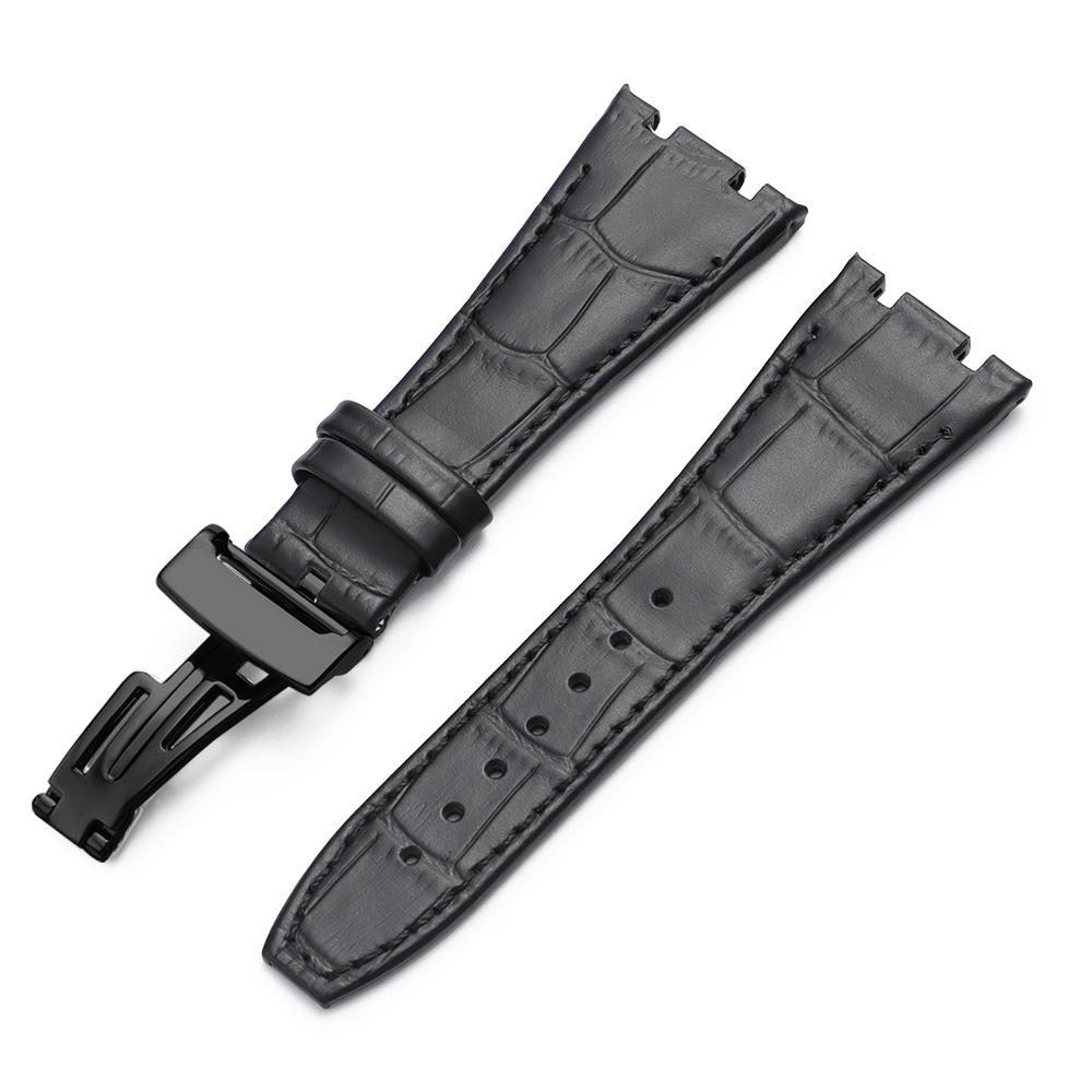 Top Layer Genuine Cowhide Watch Strap for AP Audemars 15400 15703 26320 Royal Oak Offshore Series Men27mm Black Brown Watch Band