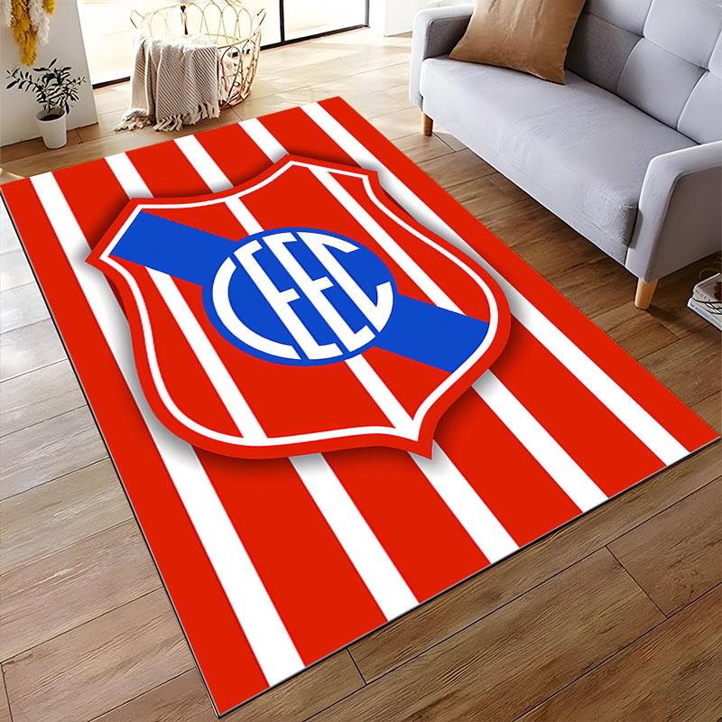 Red Striped Logo Carpet Design suitable as a non-slip mat for the living room or bedroom sofa