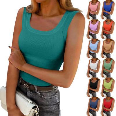 Women's Ribbed Tank Top Sleeveless Solid Colour Knit U Neck Sweatshirt Summer Casual Tank Top