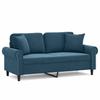 Canapé 2 places - Maison Exclusive - velours bleu - cadre métal robuste - oreillers décoratifs inclus
