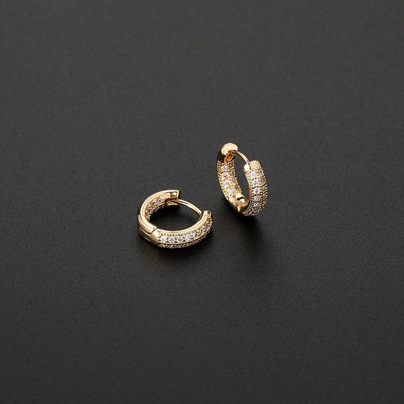 Simple Gold Rose Gold Full Zircon Stud Earrings Fashionable Versatile Hoop Earrings For Women золотой