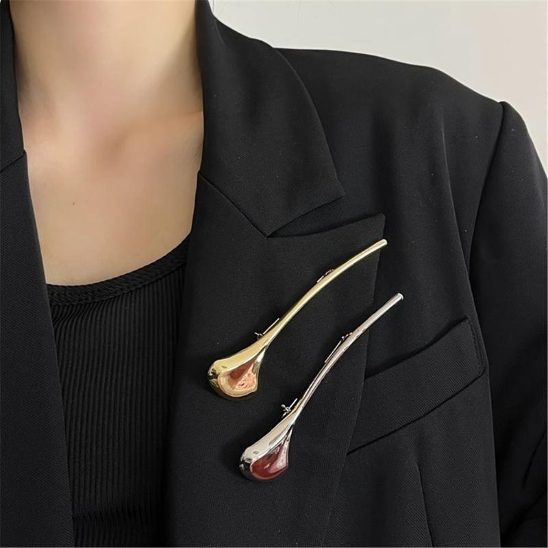Glossy Leaf Fashion Brooch Sturdy Alloy Corsage Pin Portable Jewelry Gift for Women Social Event