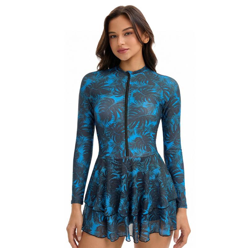 Conservative Long Sleeve Dress Swimsuit Women s Sunscreen Swimsuit Surf Suit S