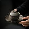 Handmade Rust Glazed Coarse Pottery Gaiwan Japanese Sprinkle Gold  Lid Set  Tureen Tea Maker Cover Bowl Tea Ceremony Gifts