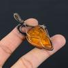 Natural Baltic Amber Gemstone Handmade Copper Wire Wrap Pendant 2.44" u4N72