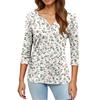Women's T Shirt Tee Print Button 3/4 Sleeve Daily Weekend Fashion Basic V Neck Regular Top