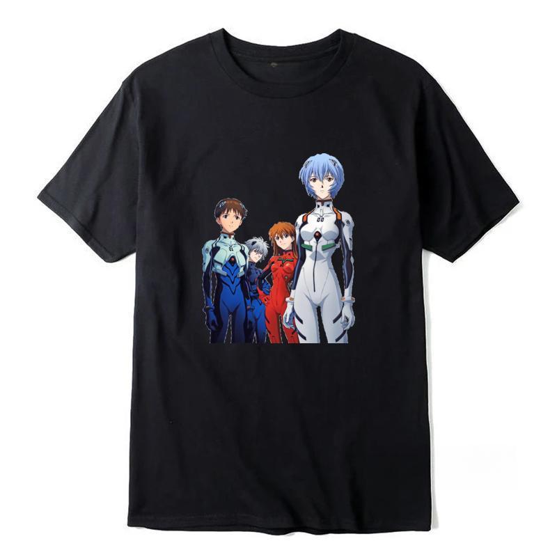 Anime Ewangelion Wojownik Shinji Eva Mecha Asuka Nadruk Bawełniane Krótkie Półrękawowe Męskie i Damskie Koszulki Lato