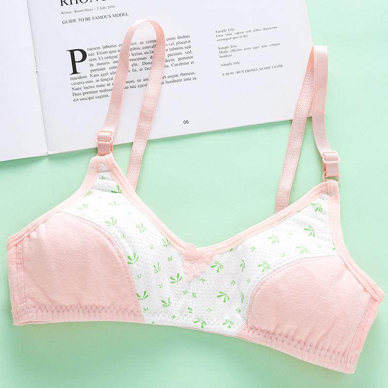 

Детское хлопковое нижнее белье для девочек, подростковый тренировочный бюстгальтер без косточек и с тонким вкладышем, с 2 регулируемыми крючками 35-45KG красный