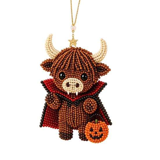 DIY Highland Cow Beading Kit Cute 3d Cow Bead Craft Pendant with Colorful Beads