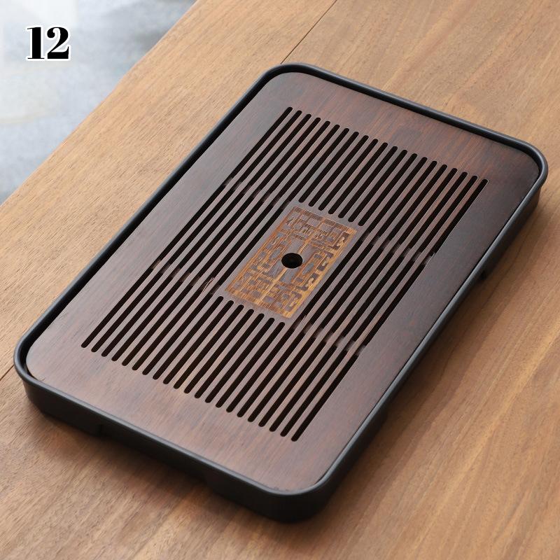 2025 Neo-Chinese Bamboo Tea Tray Kung Fu Tea Set Tray Hollow Out Grid Disk Quick Drainage Storage Tea Tray Dry And Wet Dual Use
