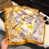 French Light Luxury Floral Small Square Scarf Simulation Silk Printing Silk Scarf Headscarf Women's Spring and Summer Scarf Temperament Scarf Scarf N