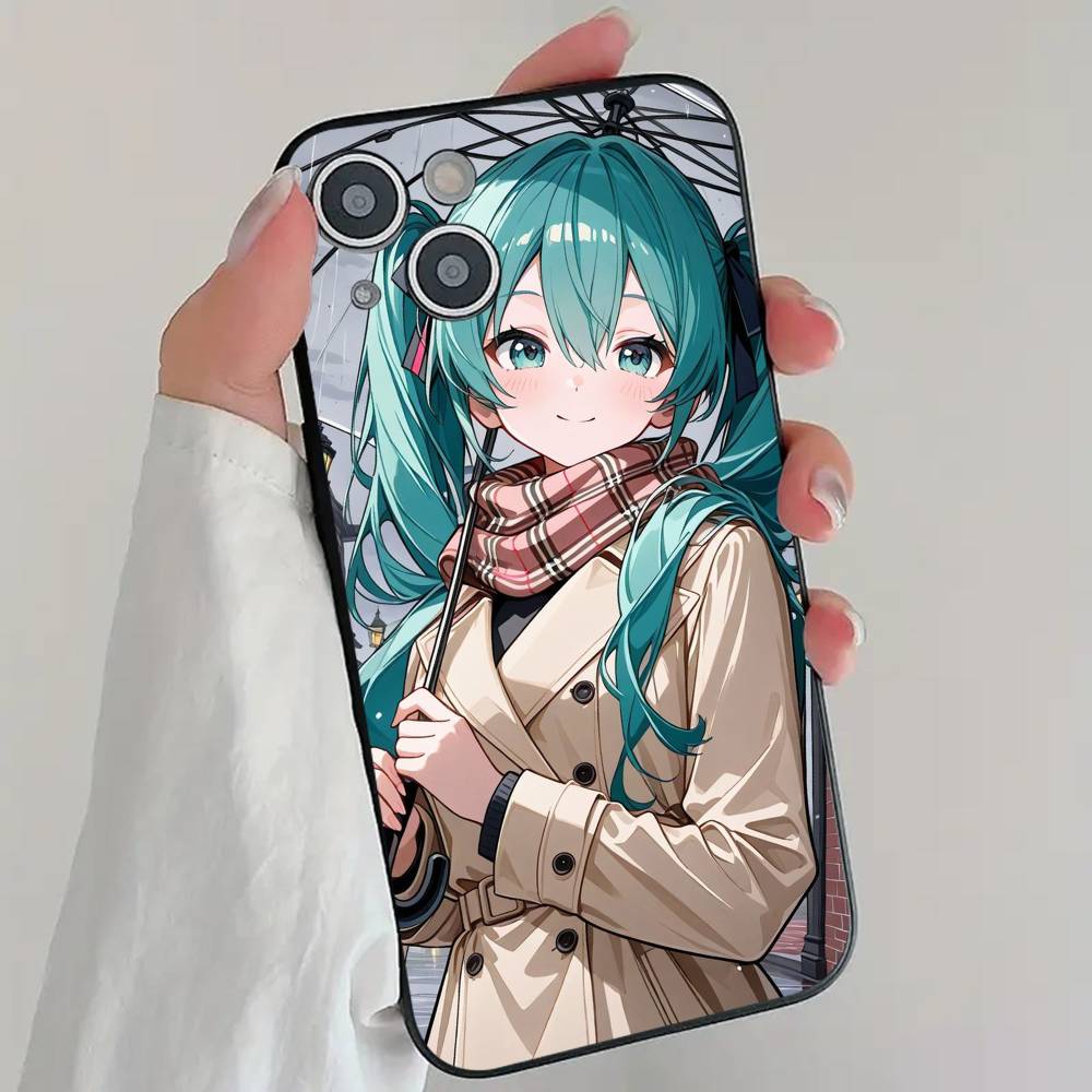 Virtual Singer H-Hatsune M-Miku Phone Case Cool Black Silicone Soft For IPhone 16 15 14 13 12 11 X XR Plus Pro Max Plus