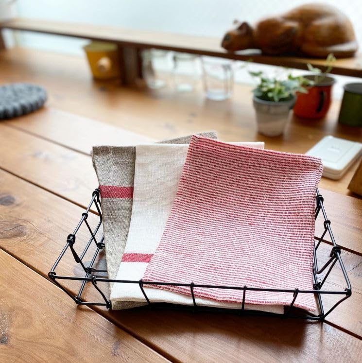 Fog Linen Work Torchon de cuisine Bleu Set Lin dans Michiko Fujiwara fog linen work 73330 MICHIKO.LIFE 3 pièces 100% [Fabriqué Lituanie]