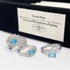Aquamarine Drop-Shaped Open Ring, Super Flash Elegant And Exquisite Personalized Fashion Ring