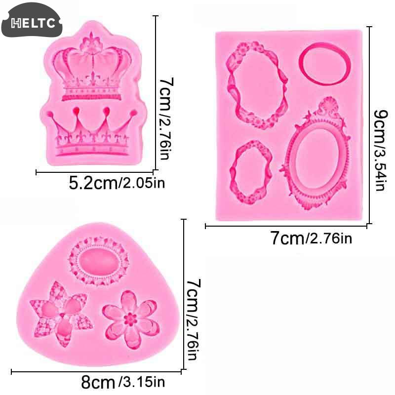 Silicone Photo Frame Mirror Jewelry Crown Silicone Mold Resin Tools Sugarcraft Cupcake Baking Mold Fondant Cake Decorating Tools