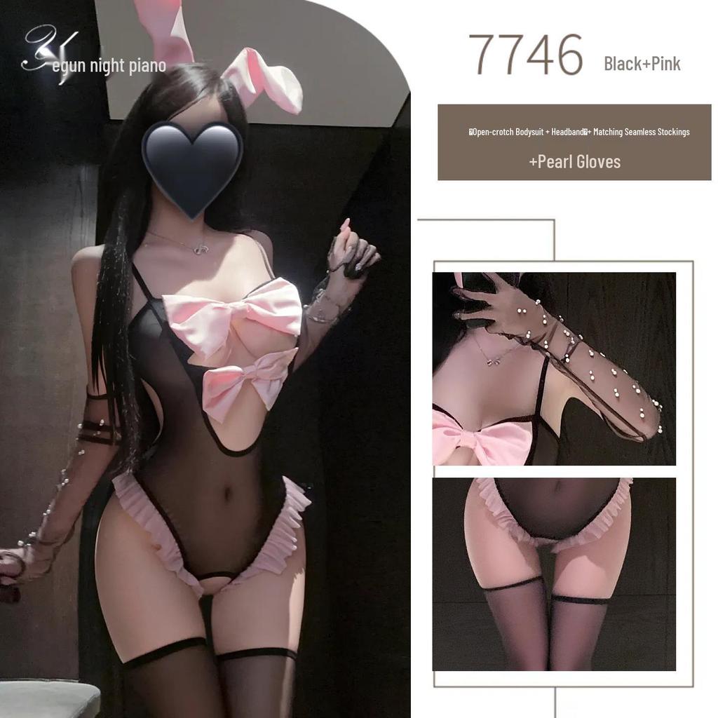 Flirty Backless Crotchless Bunny Bodysuit for Role Play