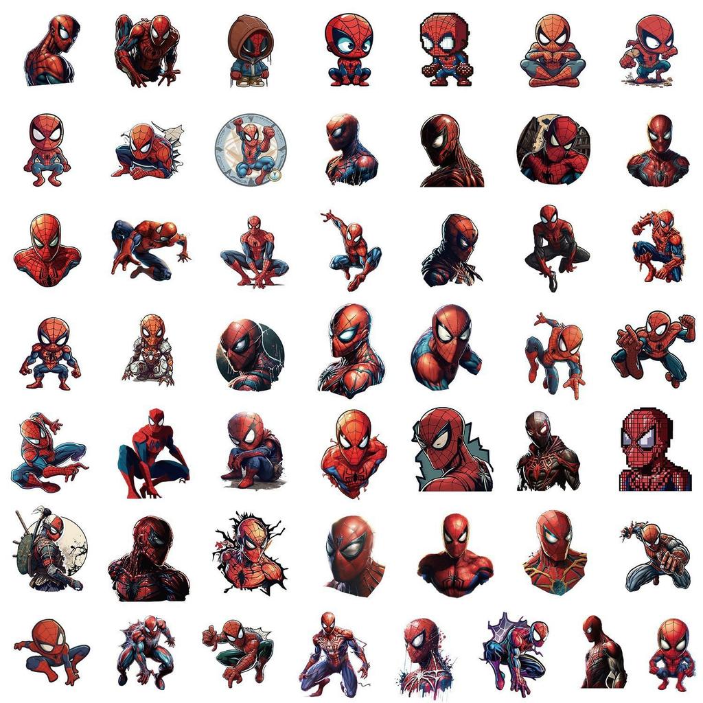 50pcs Spider-Man Stickers for Luggage, Laptop, Skateboard, Water Cup, and More