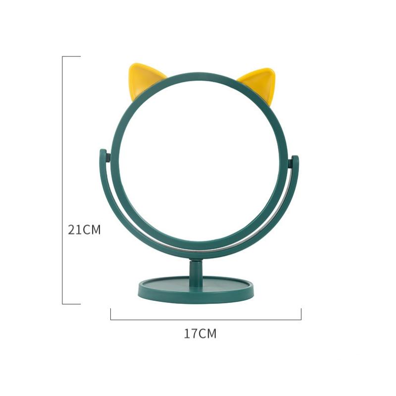 Cute Desktop HD Vanity Mirror Cat Ear Single Side Makeup Mirror Multifunctional Adjustable Makeup Princess Mirror