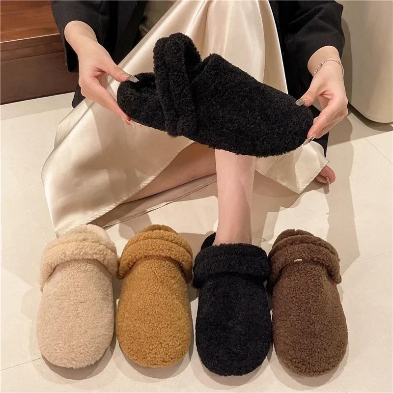 Fashion New Autumn Winter Women Casual Flats Woman Moccasins Soft Loafers Fashion Comfort Warm Plush Slip on Female Cotton Slippers