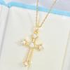 Cross Necklace Women'S Simple Personality Micro-Inlaid Zircon Pendant Exquisite Jewelry