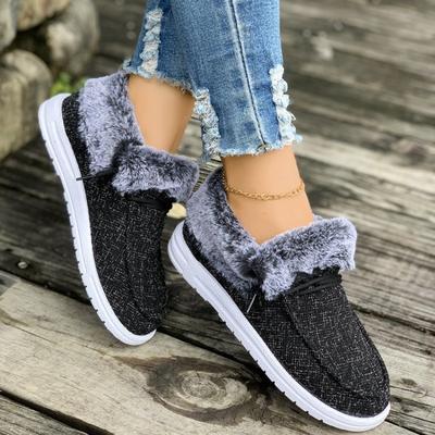 New Large-sized Fleece Shoes for Women, Anti-slip One-foot Cotton Shoes