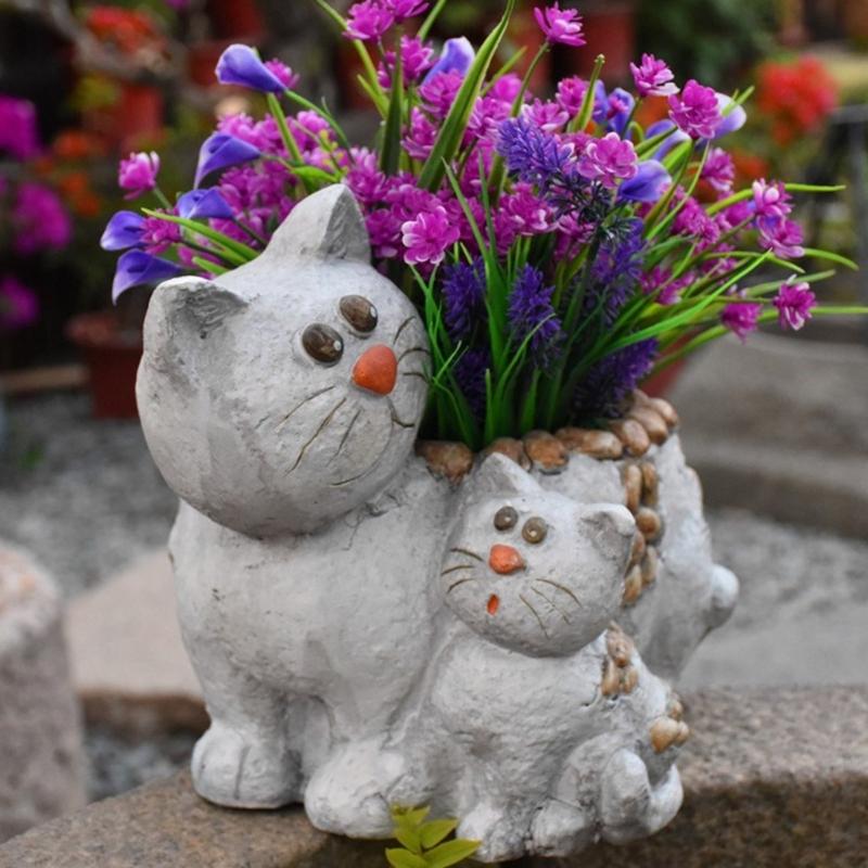 Succulent Planter Silicone Molds Cat Flower Pots Epoxy Resin Mould for DIY Candle Holder Pen Holder Vase Mold Home Decor