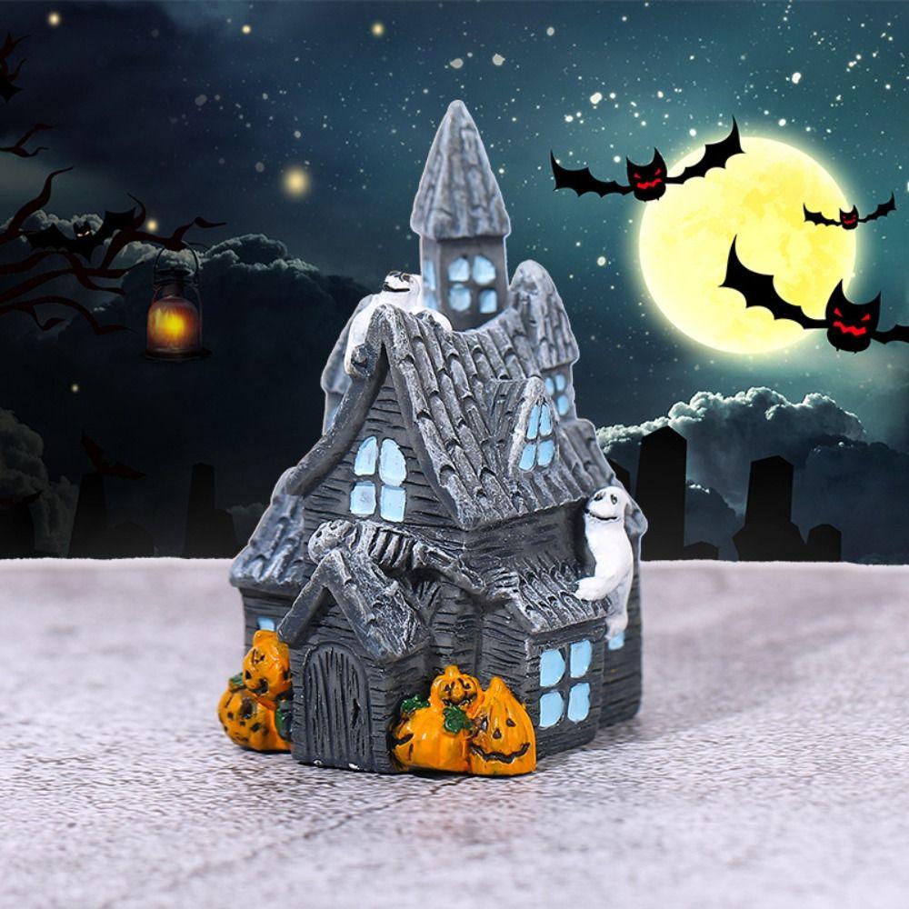 Resin Craft Halloween Spider Bat Figurines Miniatures Pumpkin Ornaments  Garden Outdoor Decor