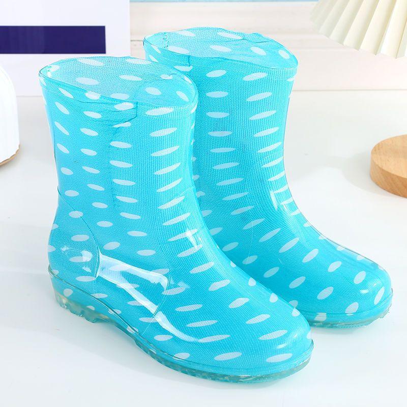 

Summer crystal cloth rain shoes medium tube women s water shoes waterproof and non-slip short tube water boots cotton women s rain boots 41