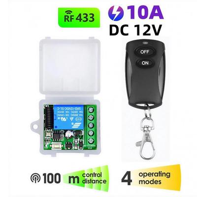 433MHz Wireless Remote Control Switch DC 12V 10A 1CH Relay Module Receiver ON OFF Remote Control For Gate Led Lights Bulb DIY