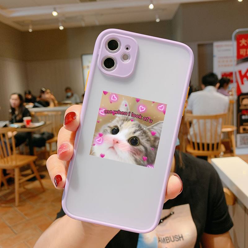 Super cute cats dogs Bumper Phone Case For iphone12 11 Pro Max X XS Max XR 7 8 Plus 12mini Translucent Matte Shockproof Cover