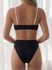 2026 Women's French Style High-Waisted Cutout Bandeau One-Piece Swimsuit