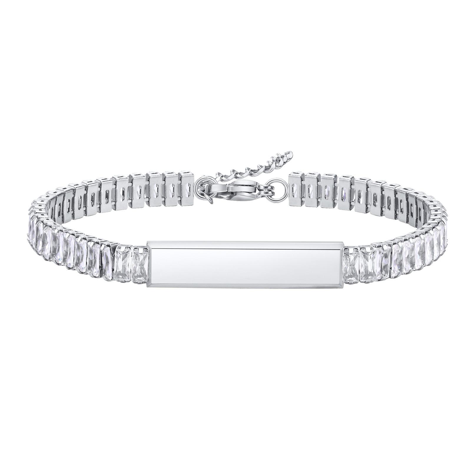 

Free Custom Cubic Zirconia Bracelets for Women Friendship Couples Names Engraved Bracelet Personalized Christmas Gifts серебряный