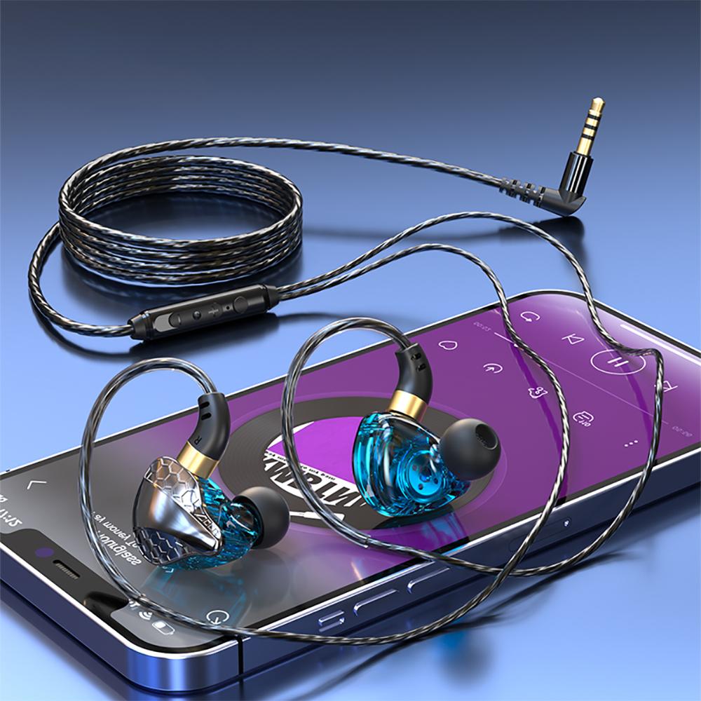 3.5mm Wired Headphones Microphone Bass-boosting Headphone Speaker Enhanced Sound Wired In-ear Headset with for Gaming