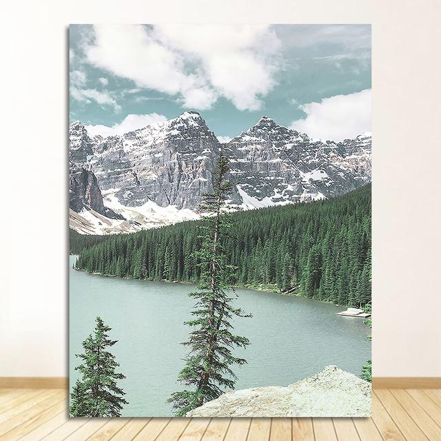 Biber Wand Kunst Leinwand Malerei Nordic Poster Und Drucke Wand Bilder Für Wohnzimmer Dekor Wald Berg Boot See Anlage