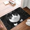 Cute Black White Cat Welcome Floor Door Bath Kitchen Mats Anti-Slip Outdoor  Doormat Garage Entrance Rug Carpet Footpad