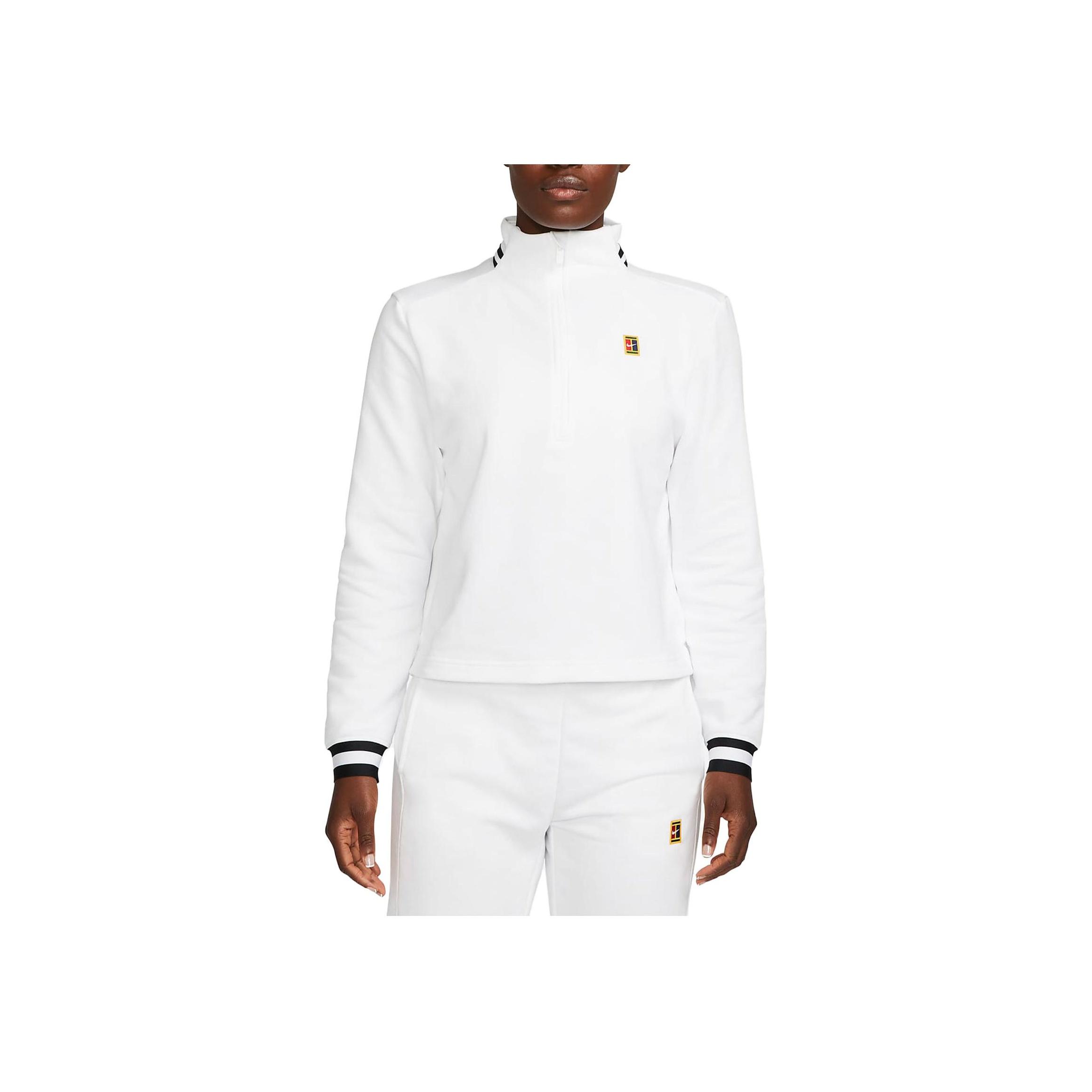 

Женская толстовка Nike Court Dri-FIT Heritage с вышитым логотипом и воротником-стойкой, белая FB4152-100 M