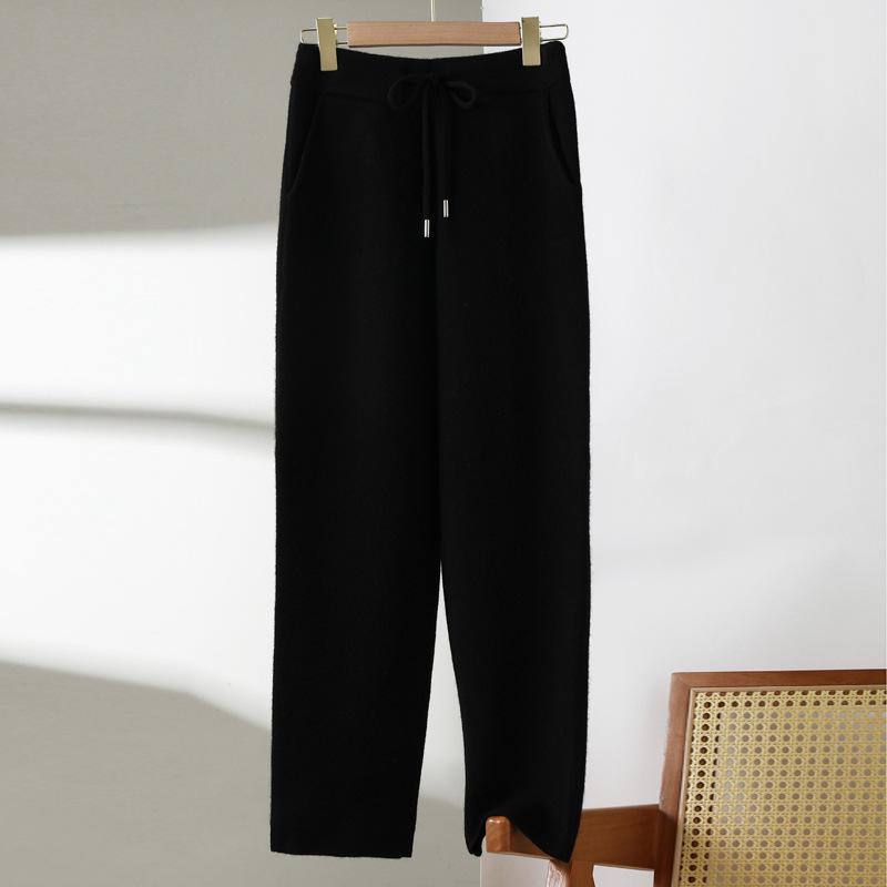 High-Waisted Wool Knit Slim-Fit Harem Pants for Women