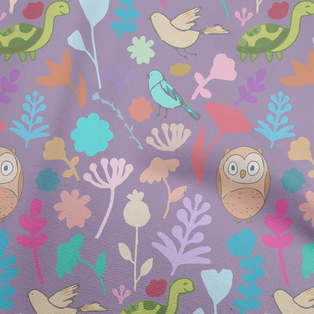 oneOone Cotton Flex Black Fabric Tropical Doodled Animals With Leaves Craft Projects Decor Fabric Printed By The Yard 40 Inch