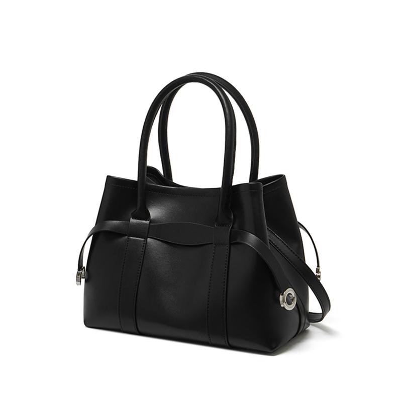BURMINSA Luxury Genuine Leather Handbag for Women Minimalist Cowhide Shoulder Bag Large Capacity Office Commuter Tote