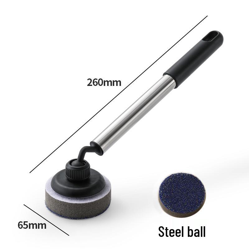 Non-stick Pan Cleaning Brush - Long Handle, Non-Damaging Scrubbing Sponge for Pots and Dishes