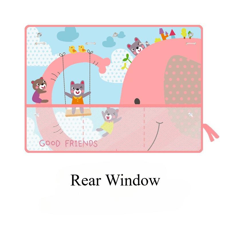 Cute Cartoon Car Sunshade for Kids Rear Window Sunscreen And Heat Blocking with Mesh Pocket Baby Safety Car Accessory