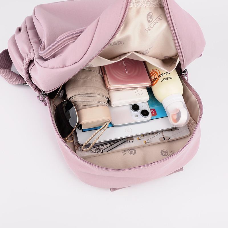 Large capacity women's backpack women's fashion high texture niche work commute solid color outdoor travel backpack