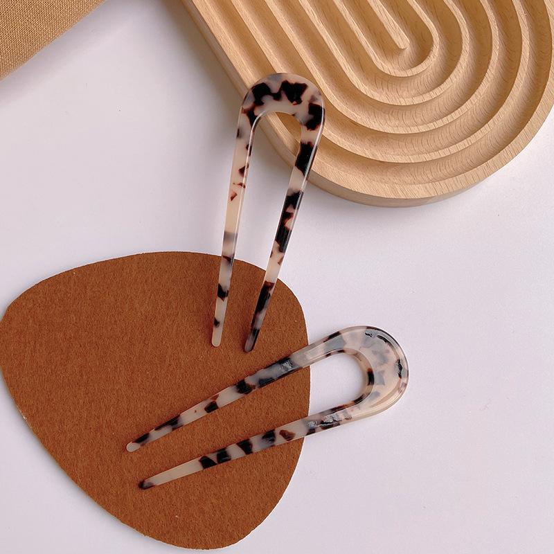 2 szt./partia Koreańskie patyczki do włosów Damska spinka do włosów Eleganckie Kolorowe Tekstura Leoparda Acetatowe patyczki do włosów Dziewczęca spinka do włosów Akcesoria do włosów