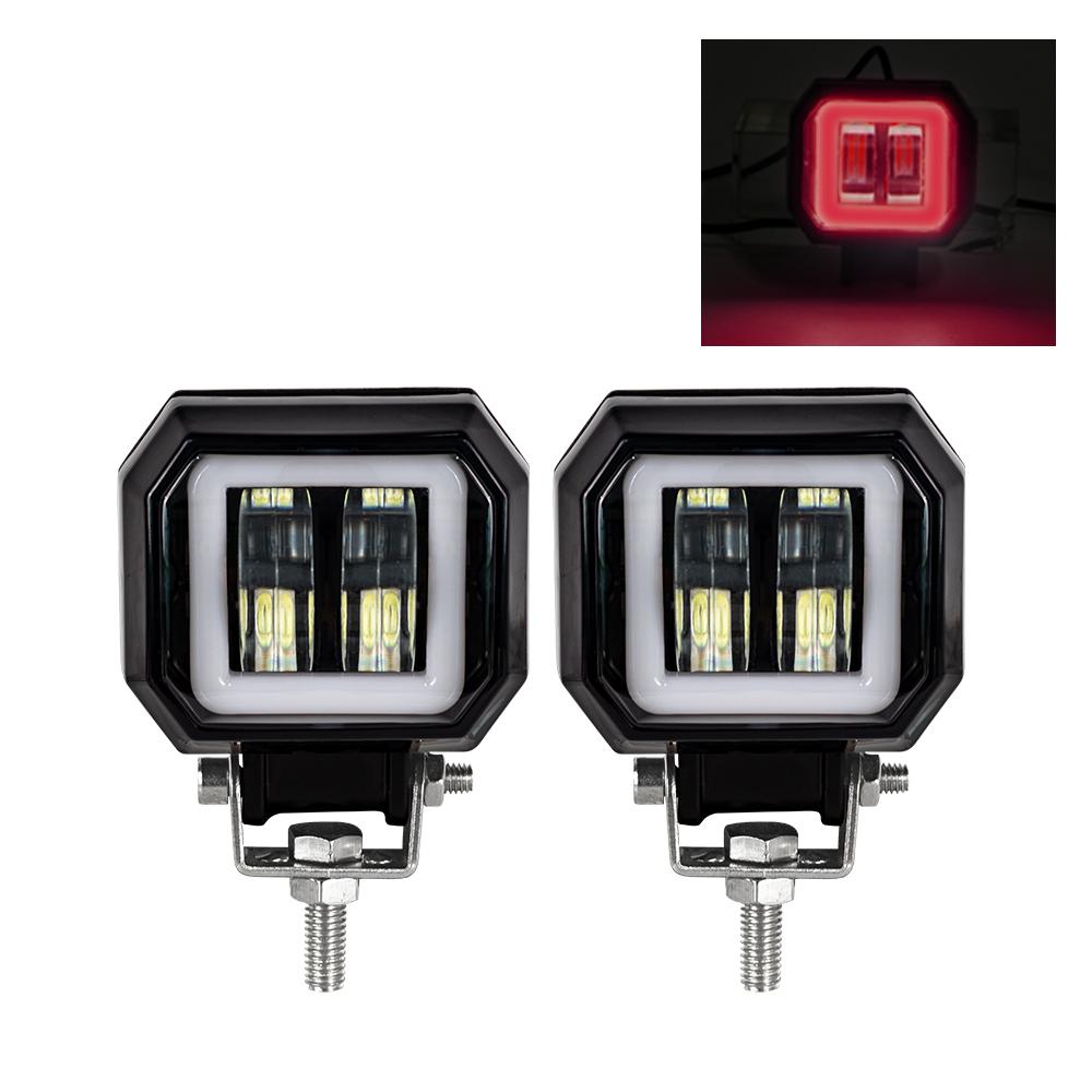 3inch LED Spot Fog Light Car Boat Motorcycle LED Work Light LED Off Raod Lights 12V 24V 6500K 20W with Angel Eyes Lights