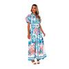 A New Summer Fashion and Casual Long Dress with Tied Prints