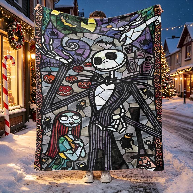 The Nightmare Before Christmas Pattern Blanket for Home Decoration, Bed, Sofa, Car Travel, Camping, Suitable for All Seasons, Birthday Christmas Gift