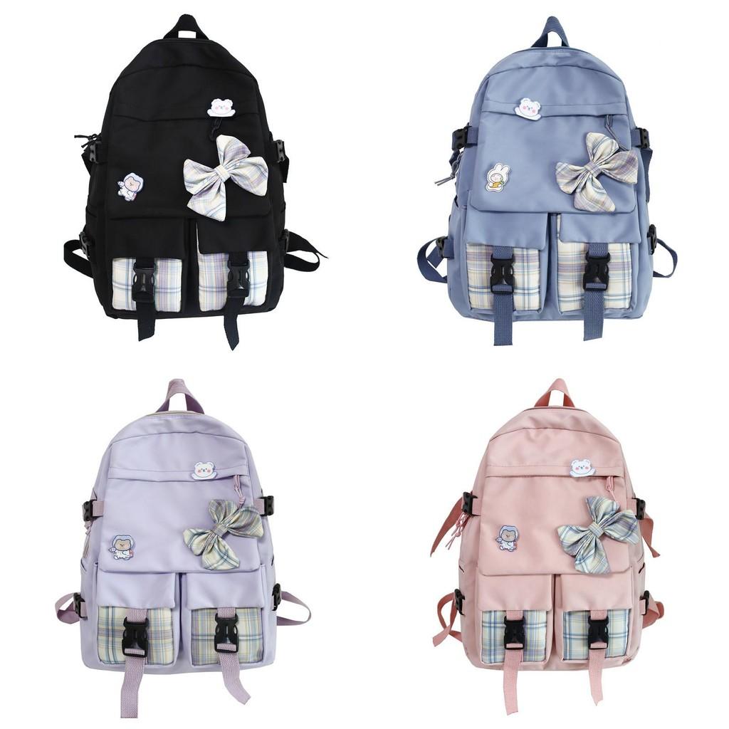 School Bow Backpack With Nylon Material And Zipper Closure For Daily Commute
