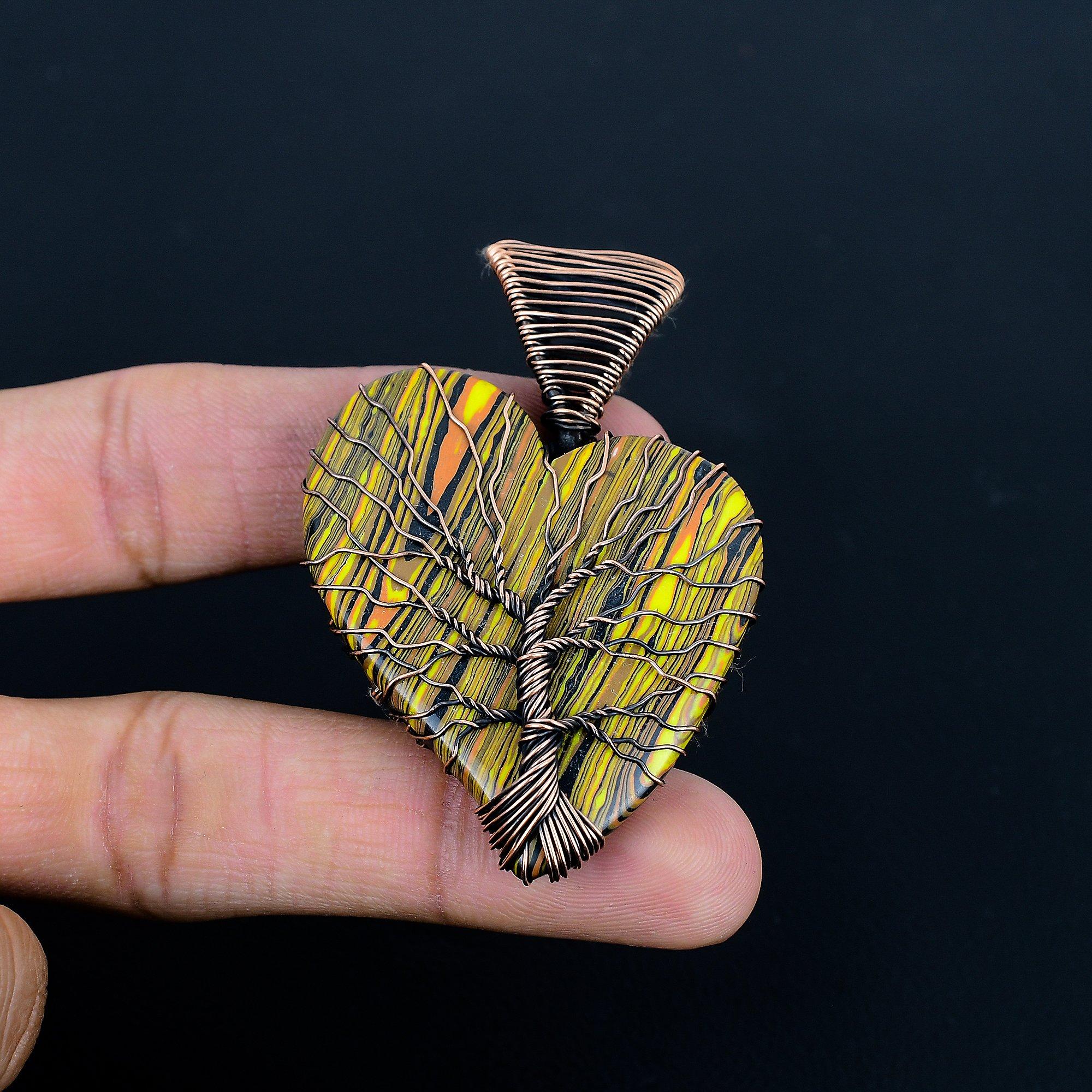 

Mosac Ballon Jasper Pendant, Gemstone 999 Copper Wire Wrapped Jewelry Pendant, Handmade Jewelry Birthstone Pendant, Gift For Him 2.36 Inches