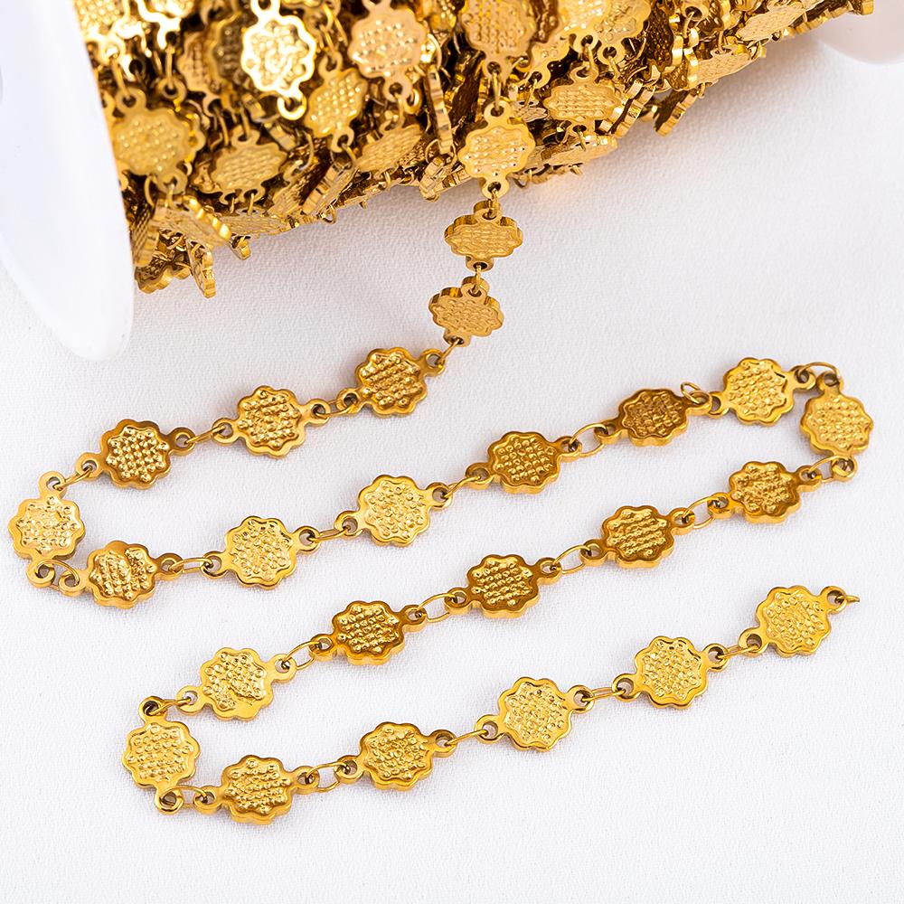 0.5M 1M Geometry Striped Square Necklace Chain Stainless Steel Circle Link Chains DIY Women Bracelets Jewelry Making Body Chain